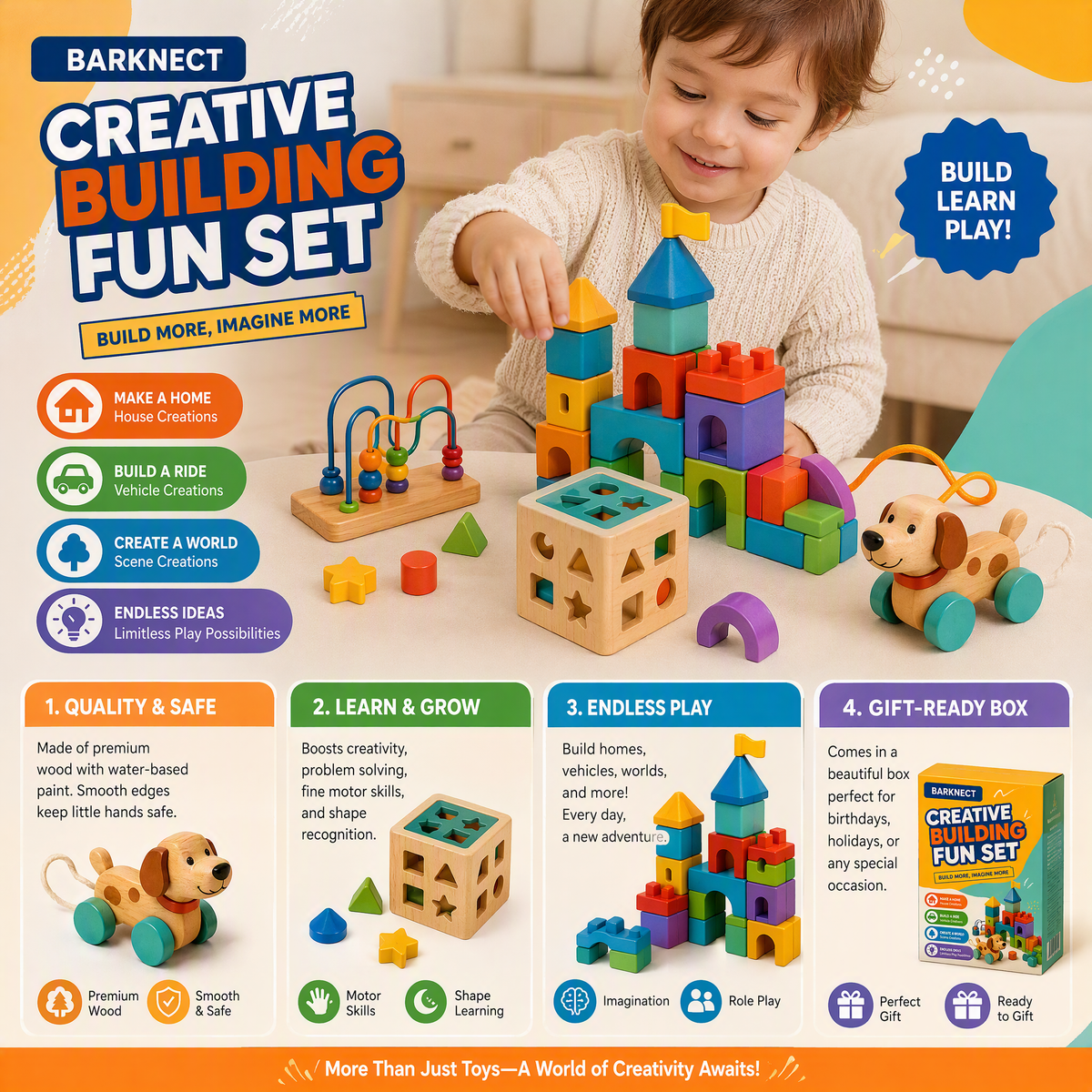 🍳BARKNECT™ Creative Wooden Building & Learning Play Set