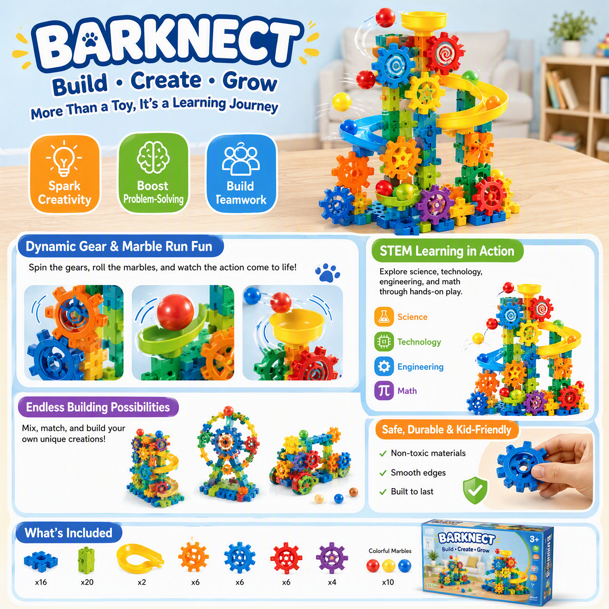 🚀BARKNECT™ Build & Roll STEM Gear Construction Set