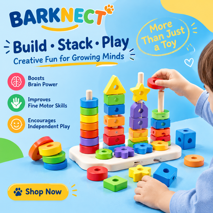 🚀BARKNECT™ Wooden Stacking & Shape Learning Board