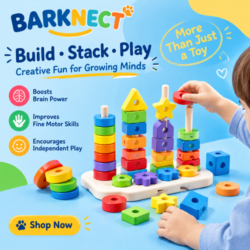 🚀BARKNECT™ Wooden Stacking & Shape Learning Board