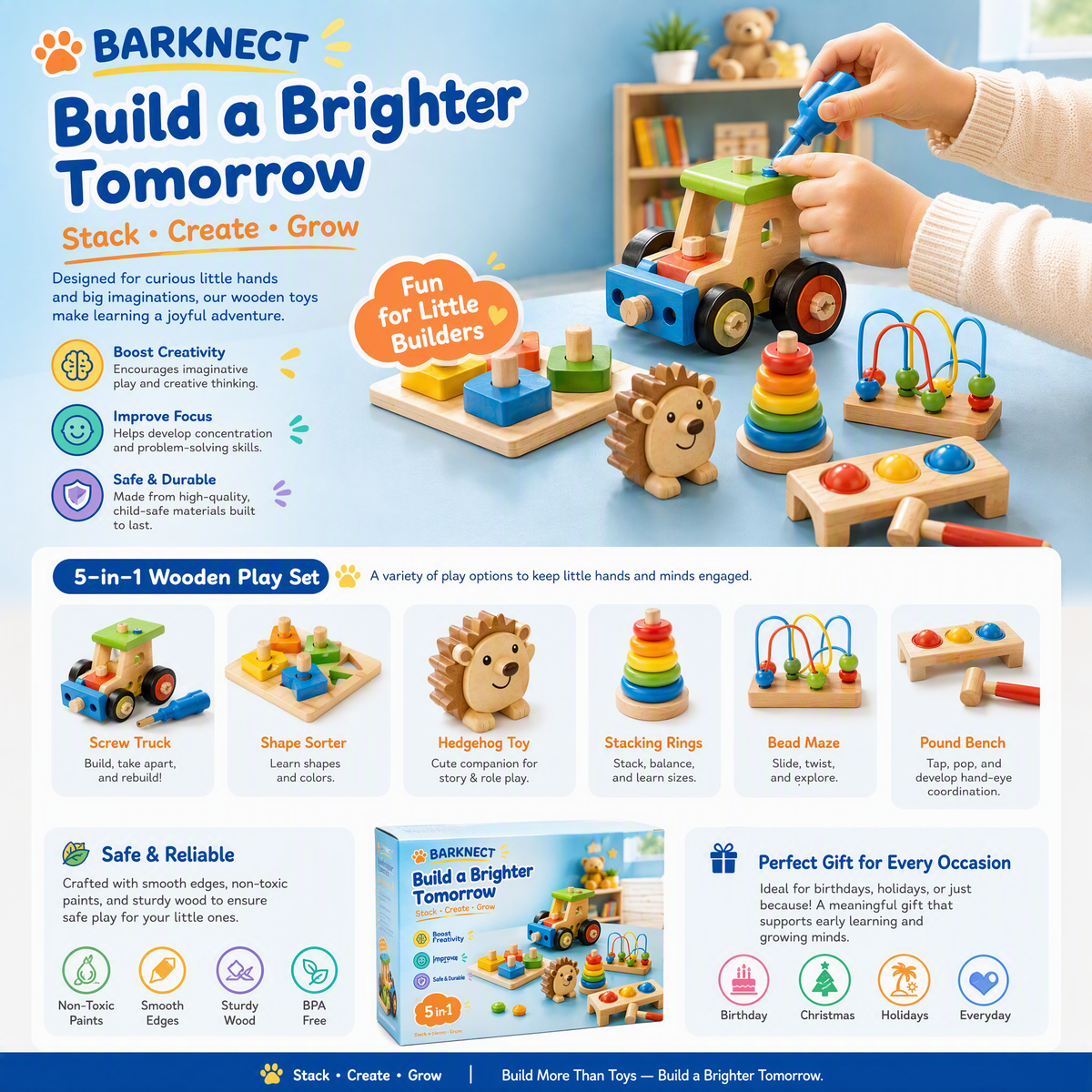 🎹BARKNECT™ 6-in-1 Wooden Learning & Activity Play Set