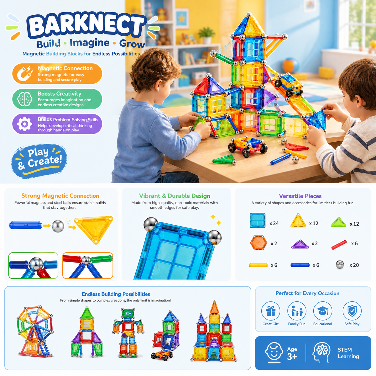 🎁BARKNECT™ Magnetic Building Blocks STEM Construction Set