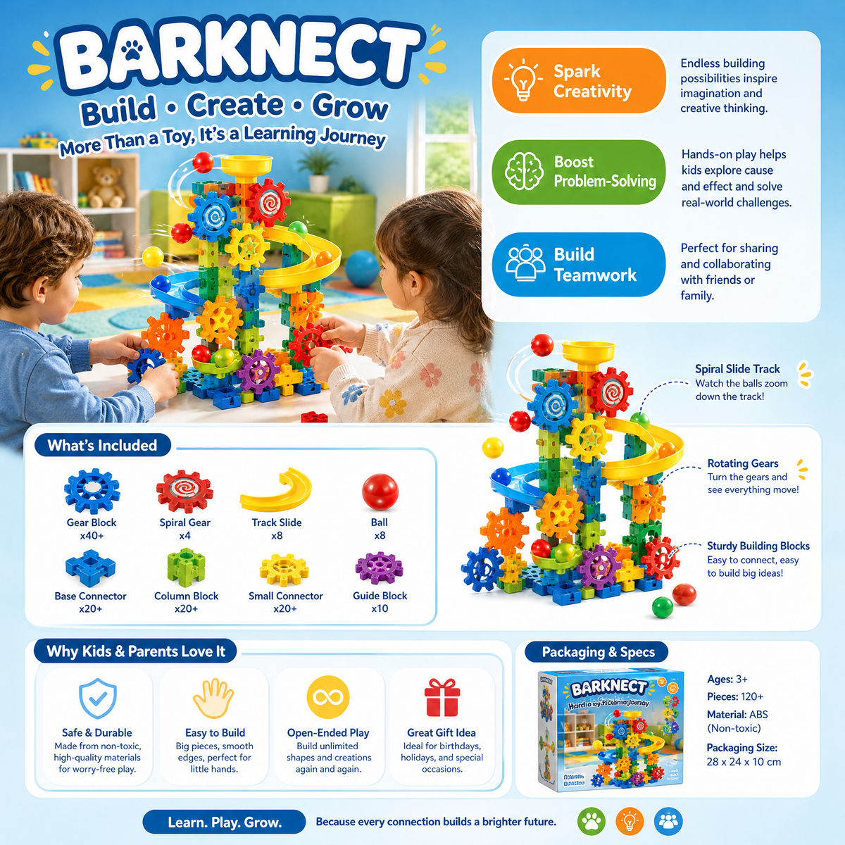 🚀BARKNECT™ Build & Roll STEM Gear Construction Set