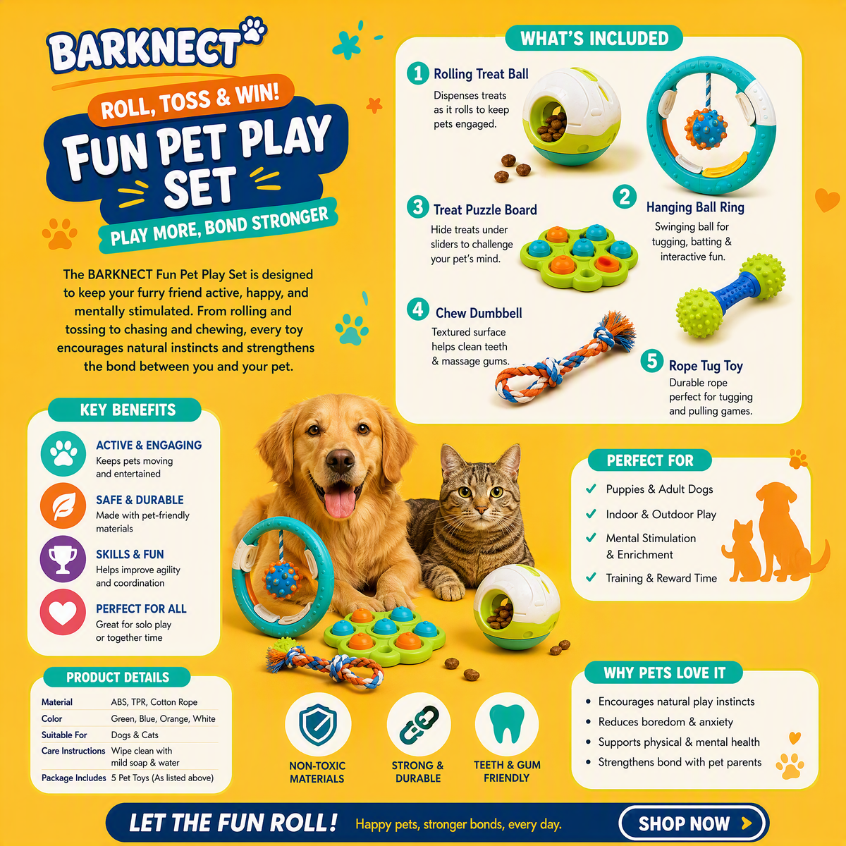 🧱BARKNECT™ 5-in-1 Interactive Dog Toy & Treat Play Set