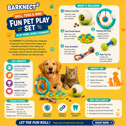 🧱BARKNECT™ 5-in-1 Interactive Dog Toy & Treat Play Set