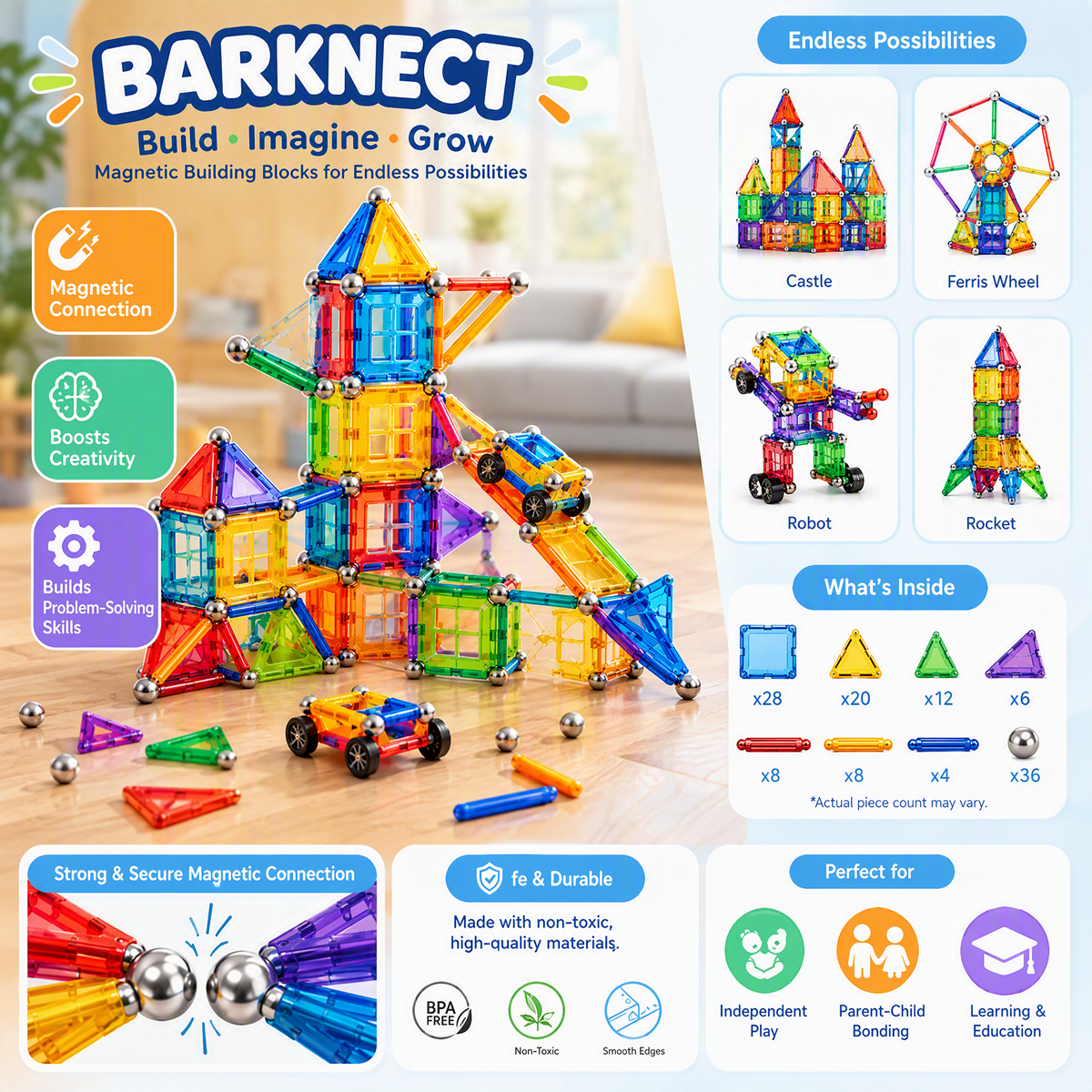 🎁BARKNECT™ Magnetic Building Blocks STEM Construction Set