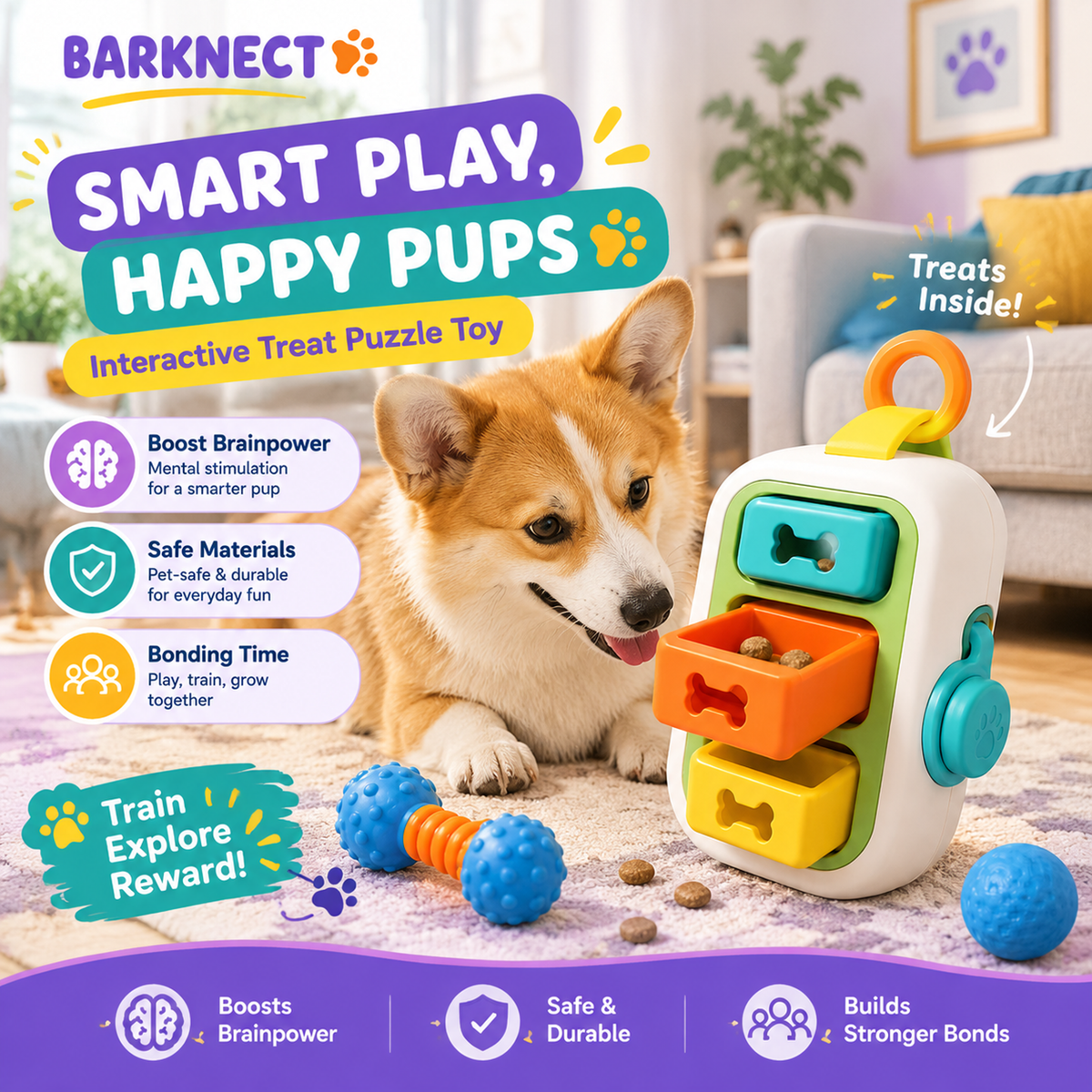 🎮BARKNECT™ Interactive Treat Puzzle & Enrichment Toy